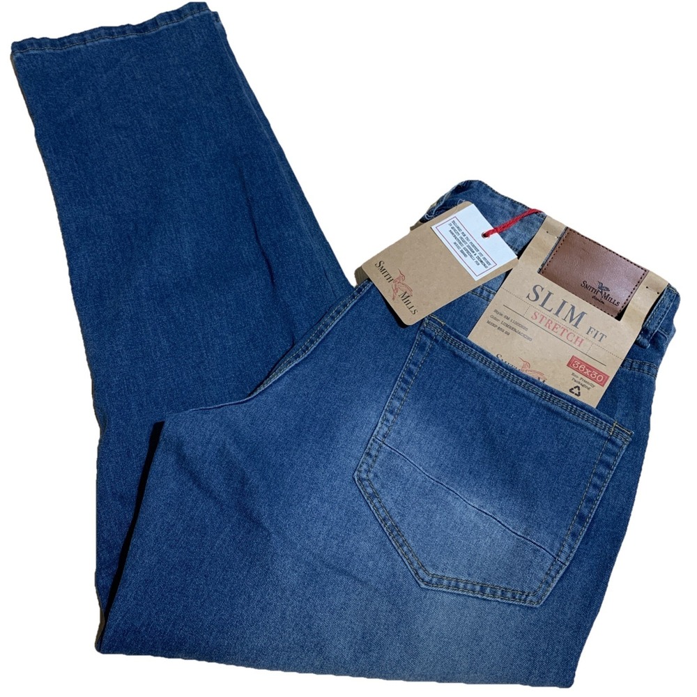 Smith Mills Jeans Men size 36x30 Slim Fit Blue Denim Stretch NWT